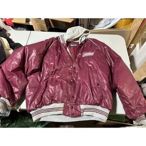 Vtg King Louie Bomber Jacket 2XL Crimson Snap Zip Hooded Layered Cavalier
